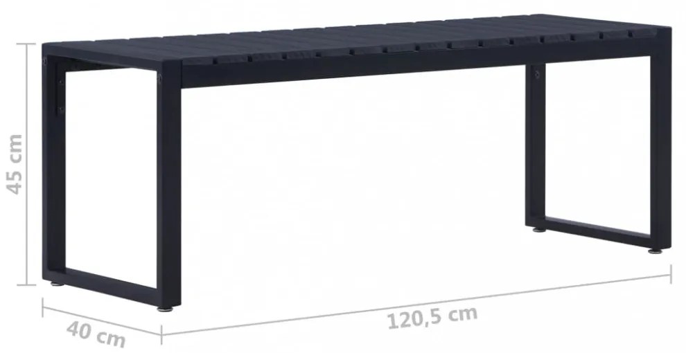 fekete polisztirol lemez kerti pad 120,5 cm