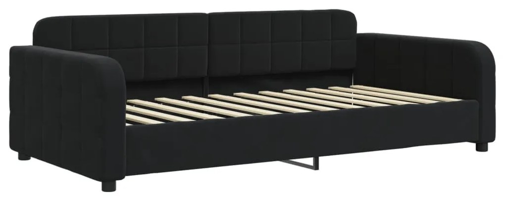 fekete kihúzható bársony heverő matraccal 90 x 200 cm