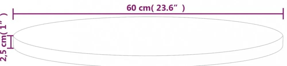 kerek kezeletlen tömör tölgyfa asztallap Ø60 x 2,5 cm