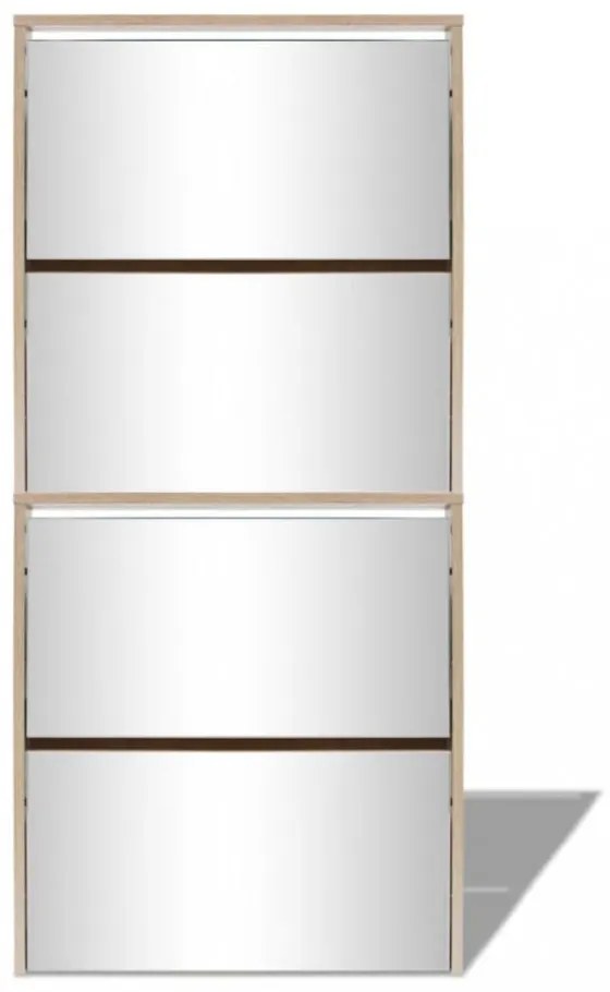 4 szintes tükrös tölgy cipőszekrény 63 x 17 x 134 cm