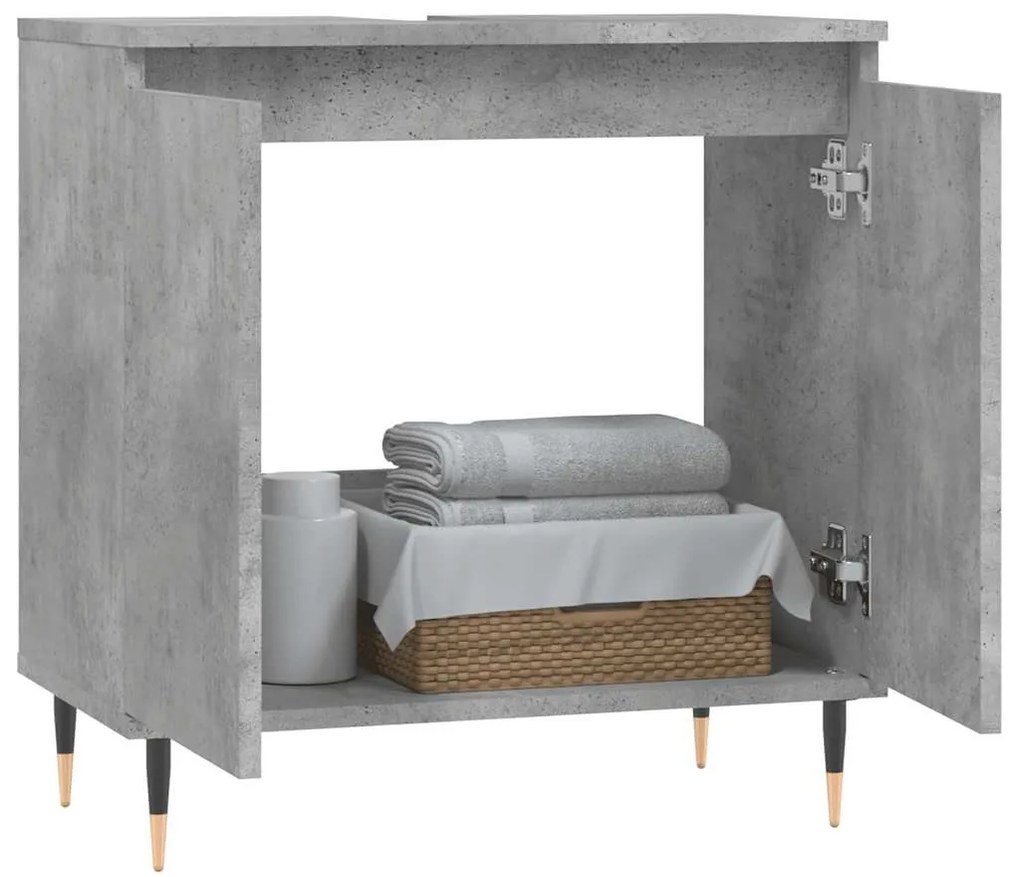 betonszürke szerelt fa fürdőszobaszekrény 58x33x60 cm