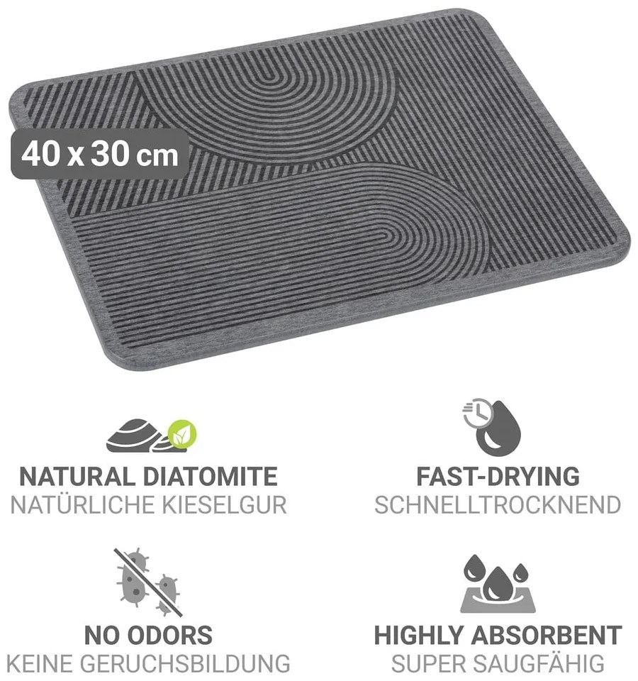 Szürke kovaföld edénycsepegtető alátét 40x30 cm Damon – Wenko