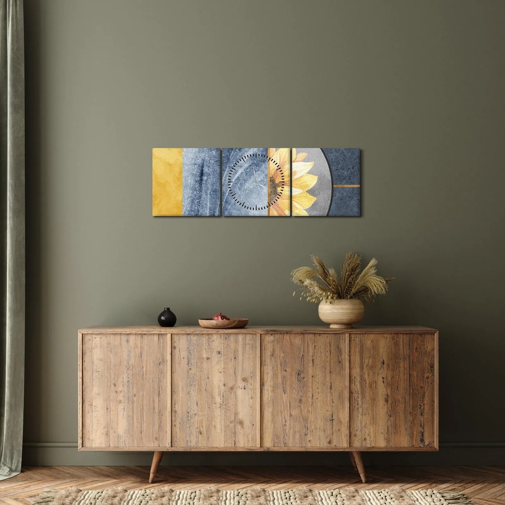 Kép - Formák és a virág (órával) (90x30 cm)