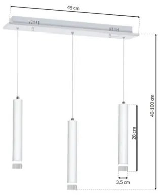 LED Csillár zsinóron ALBA 3xLED/15W/230V fehér