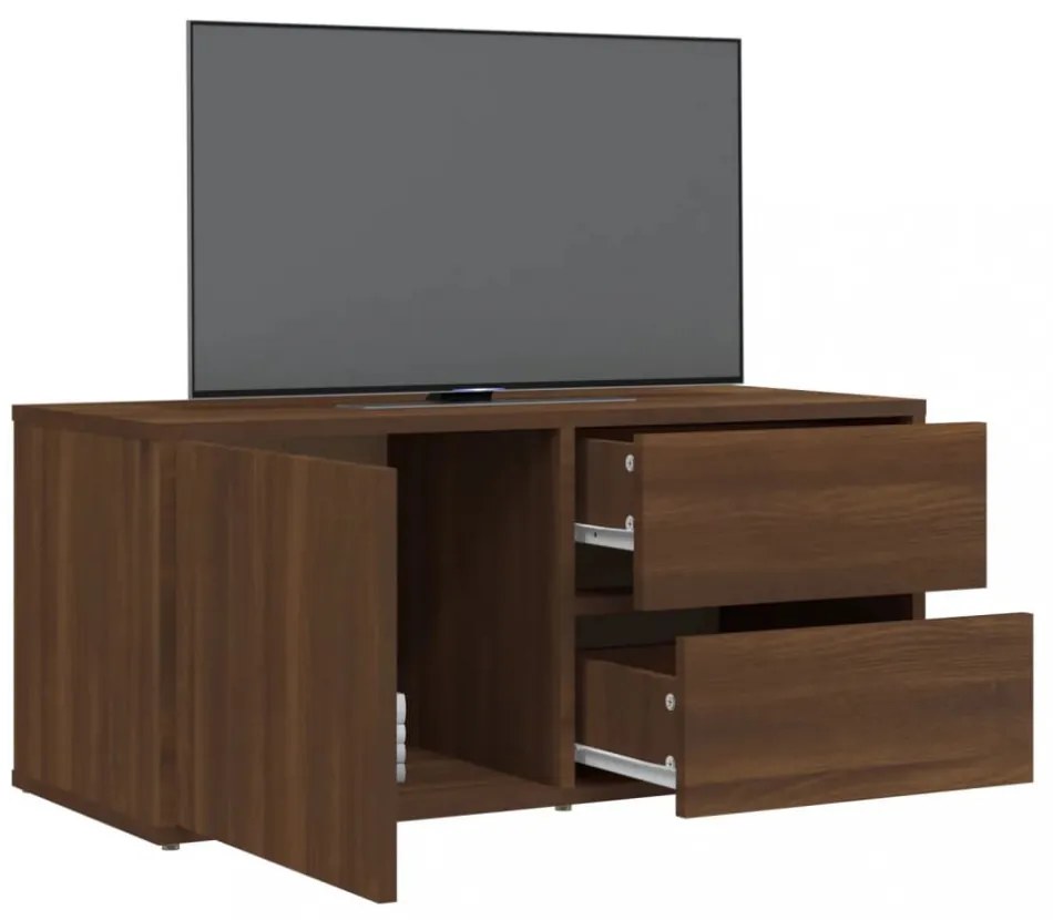 barna tölgyszínű szerelt fa TV-szekrény 80 x 34 x 36 cm