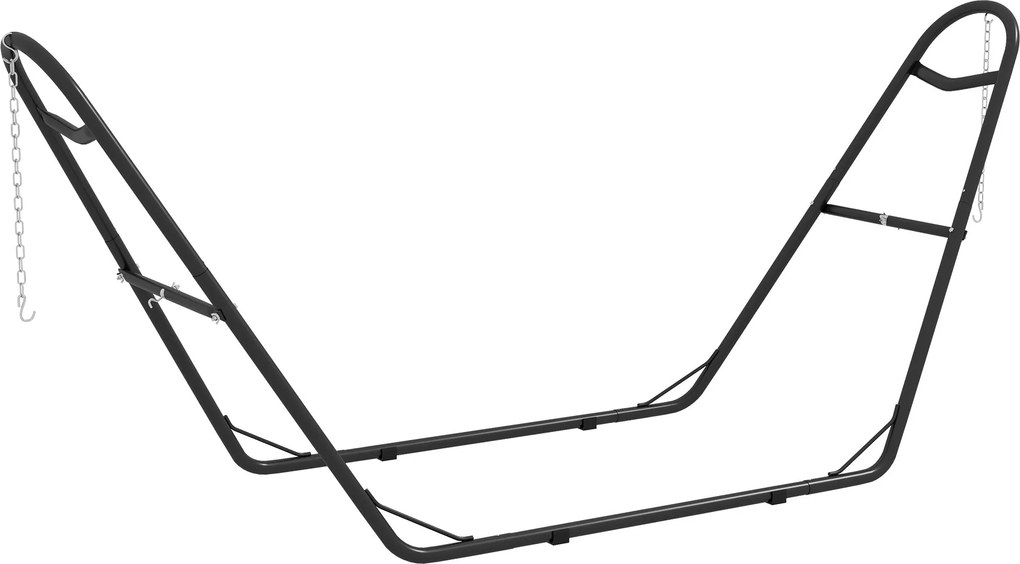 Outsunny 2 személyes függőágyállvány — állítható, hordozható fém váz, időjárásálló, 2,75–4,3 m-ig, 250 kg teherbírás, fekete | Aosom