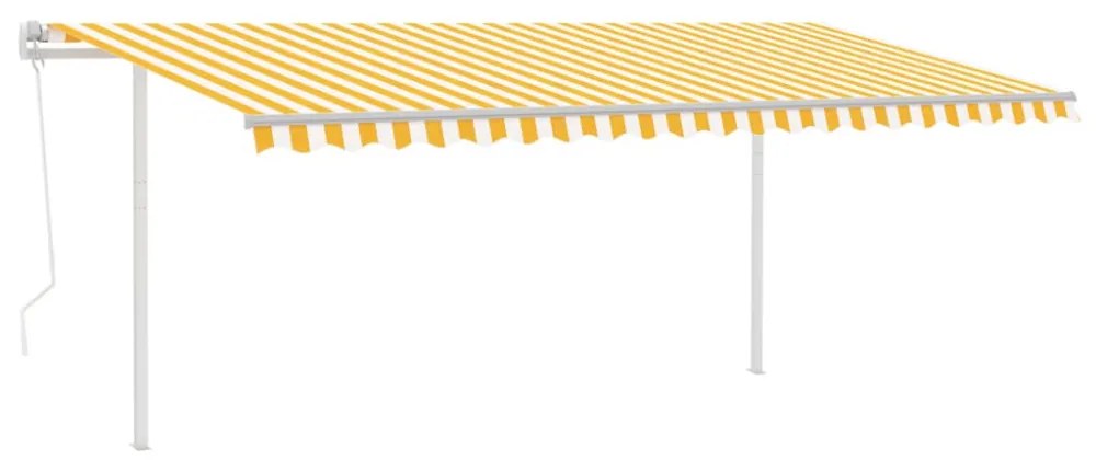 sárga-fehér szélérzékelős és LED-es napellenző 5 x 3,5 m