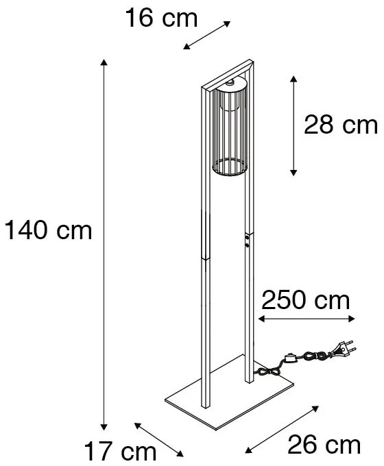 Okos, modern állólámpa fekete színben, WiFi ST64-gyel - Balenco Wazo