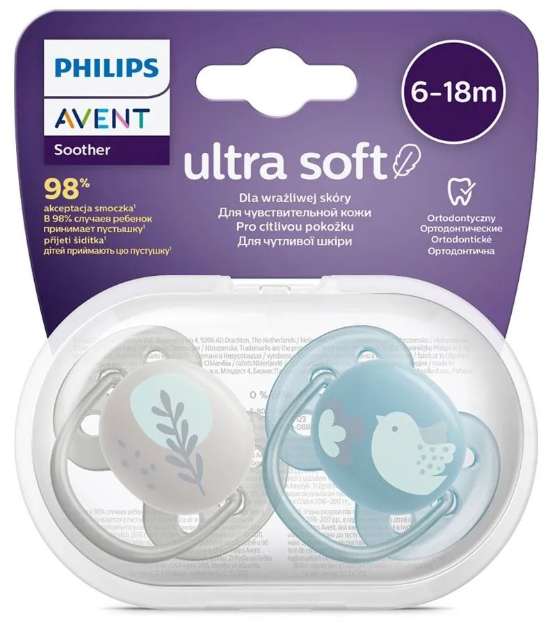 Baba cumi Ultrasoft Premium Avent állatok 6-18 hónap 2 darab fiú, vel. 6-18 m