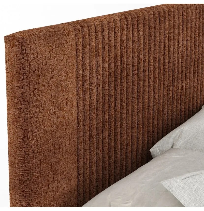 Narancssárga ágyneműtartós boxspring ágy 160x200 cm Bergamo – Maison de Rêve