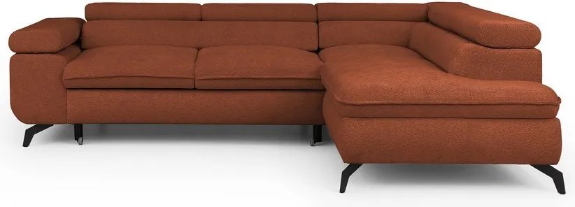 Terrakotta színű zsenília sarokkanapé (jobb oldali-L alakú) Marbeya – Ropez