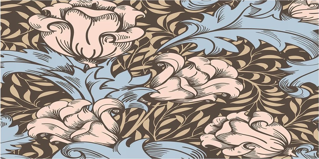 Konyhai panel Virágos mintás 140x70 cm Ragasztó