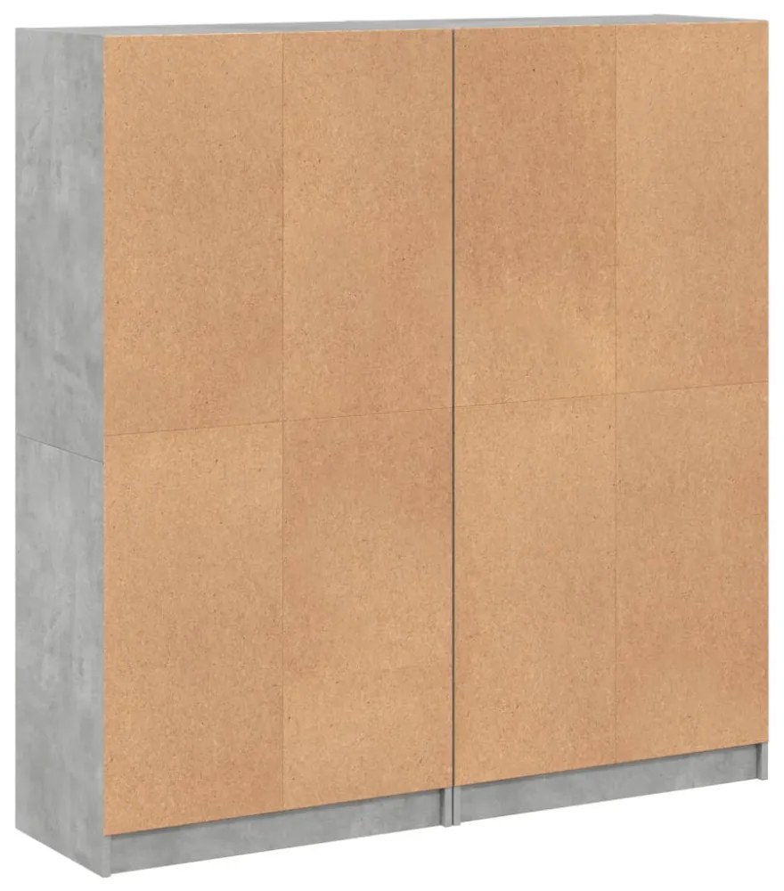 betonszürke szerelt fa könyvespolc ajtókkal 136 x 37 x 142 cm