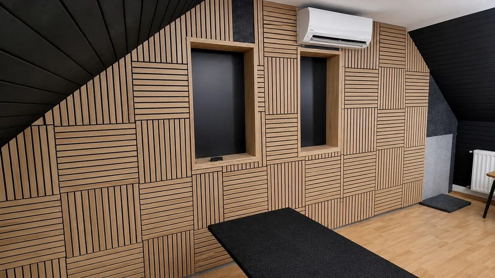 FREJA Akusztikus lamellás panel 59x59x2,2cm - 9 féle színben - White Oak fehér filc hátlappal