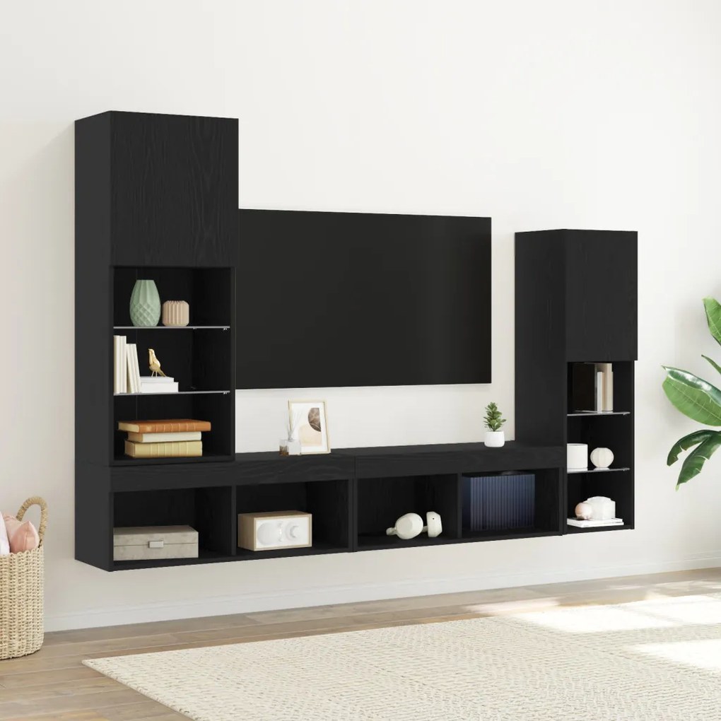 LED TV Szekrény Fekete tölgy 30.5x30x102 cm Műanyag