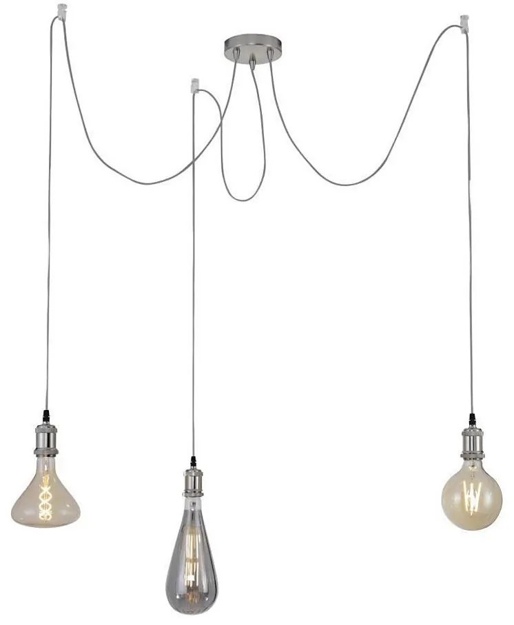 Leuchten Direkt 13571-55 - Csillár zsinóron DIY 3xE27/60W/230V pók matt króm