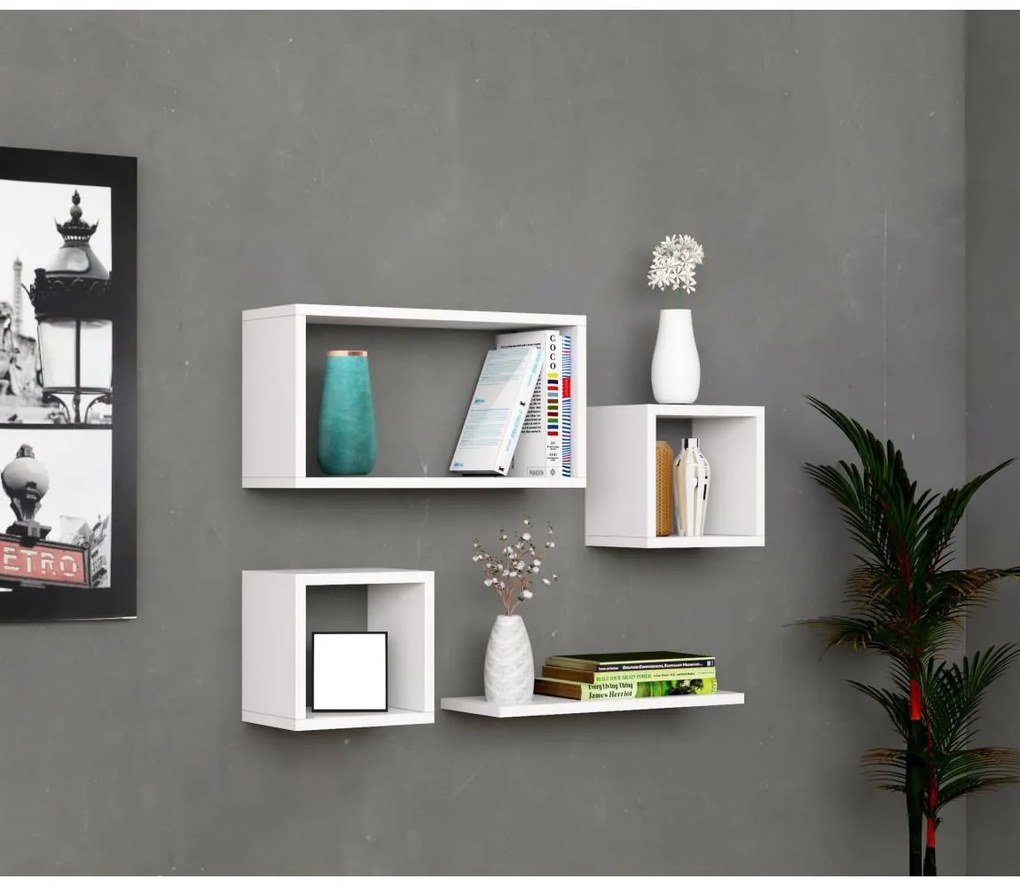 KÉSZLET 4x Fali polc BABI fehér