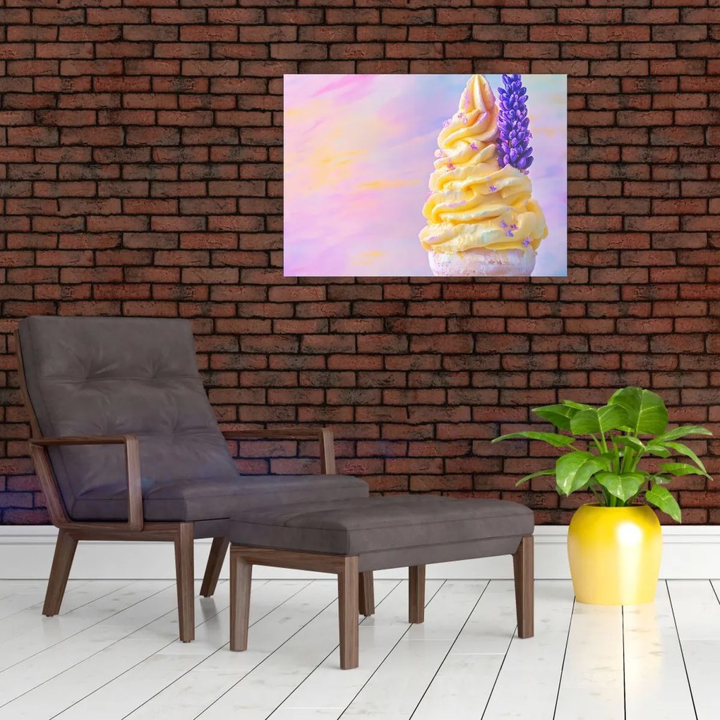 Üveg kép - Levendulás fagylalt (70x50 cm)