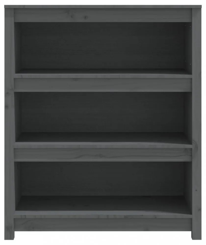 szürke tömör fenyőfa könyvszekrény 80x35x97 cm