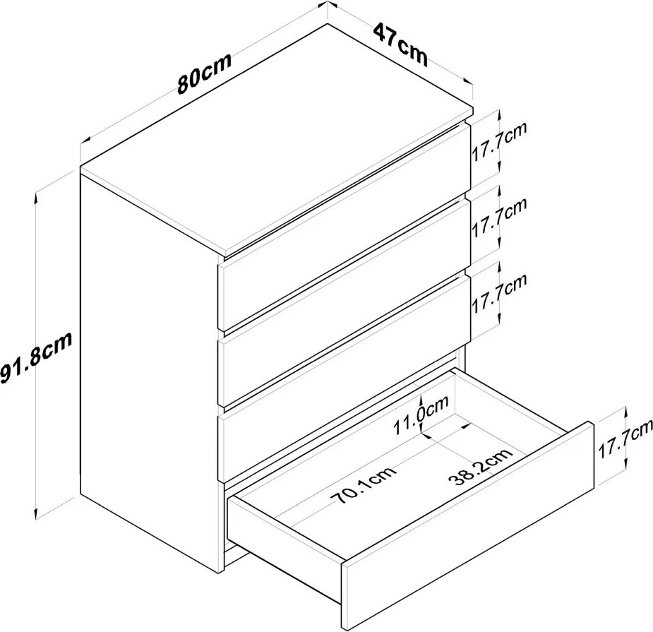 Komód, 80 cm – BE102