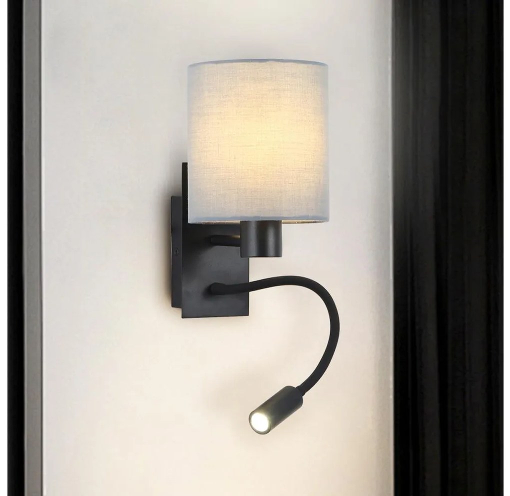 Brilagi Brilagi - LED Rugalmas fali lámpa 1xE27/25W/230V + LED/3W fekete/szürke BG1554