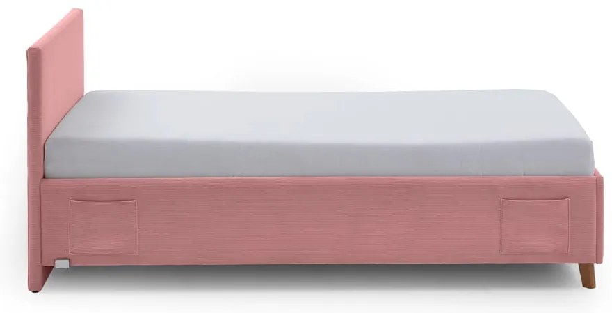 Rózsaszín kárpitozott ágyneműtartós gyerekágy ágyráccsal 120x200 cm Cool – Meise Möbel