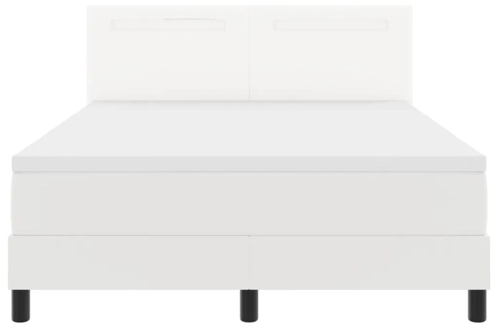 Boxspringágy Matracokkal Fehér 160 x 200 cm, Műbőr