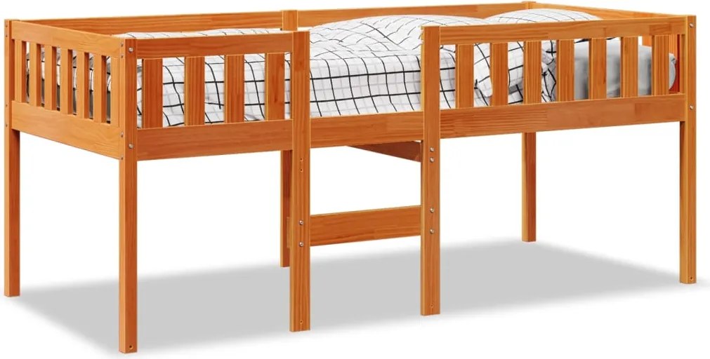 vidaXL viaszbarna tömör fenyőfa gyerekágy matrac nélkül 90 x 200 cm