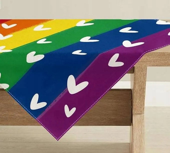 Abrosz négyzet alakú asztalhoz 85x85 cm Asztaldekoráció Szivárvány minta