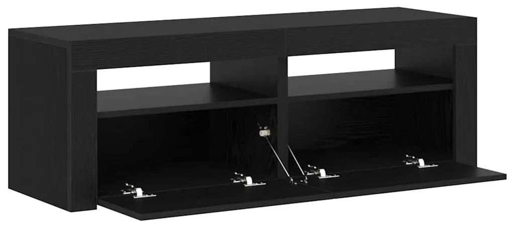 fekete tölgy szerelt fa TV-szekrény LED-ekkel 120x35x40 cm