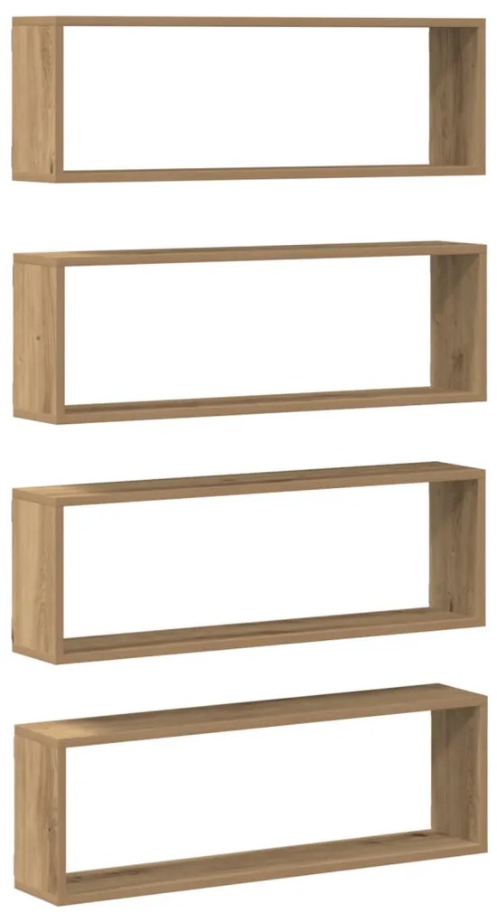 Fali Polcok 4 db Kézműves Tölgy 80x15x26 cm Mérnöki Fa