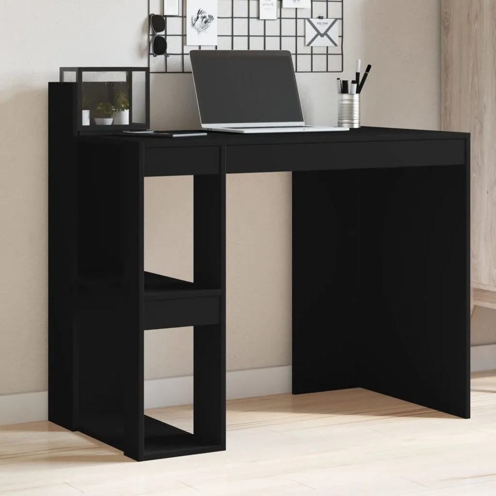 fekete szerelt fa irodai asztal 103,5 x 56,5 x 94 cm