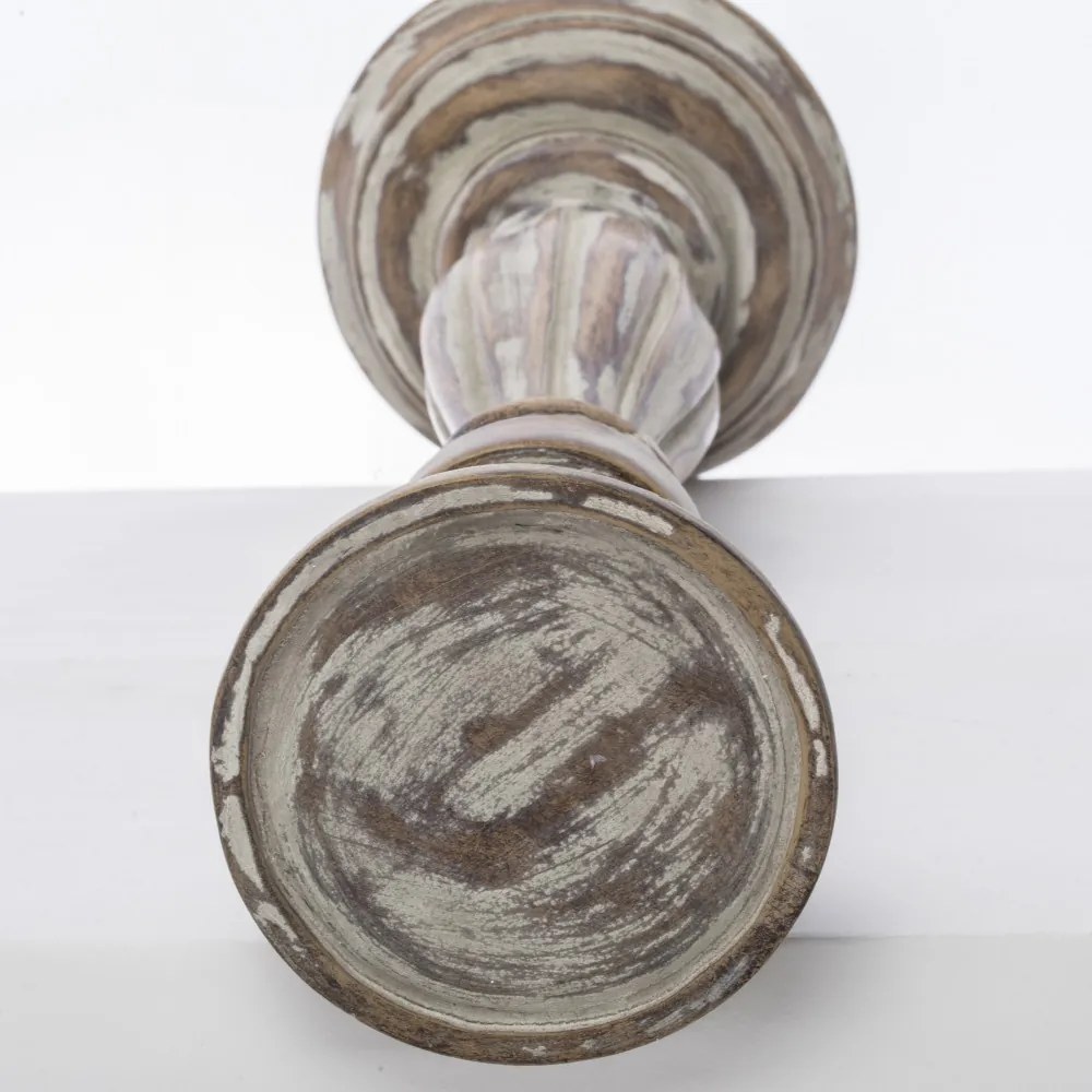 Provence koptatott barna-fehér műanyag gyertyatartó állvány 33x11x11cm