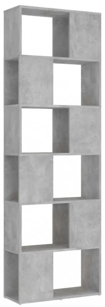 betonszürke szerelt fa térelválasztó könyvszekrény 60x24x186 cm