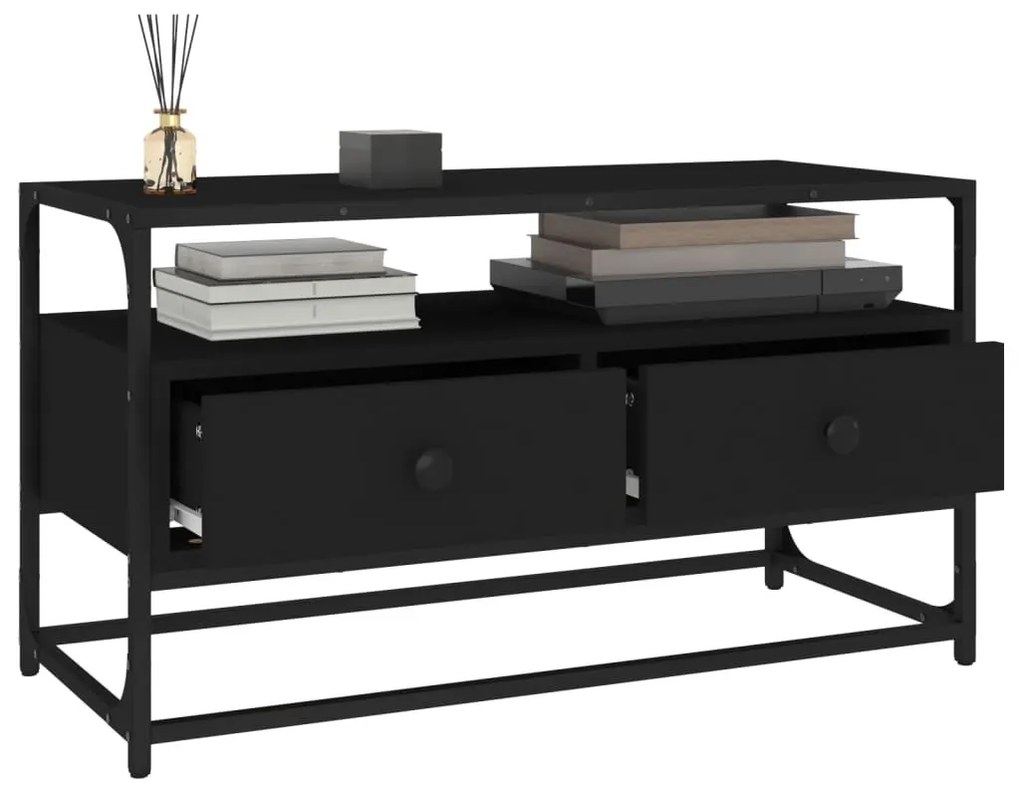 fekete szerelt fa TV-szekrény 80x35x45 cm