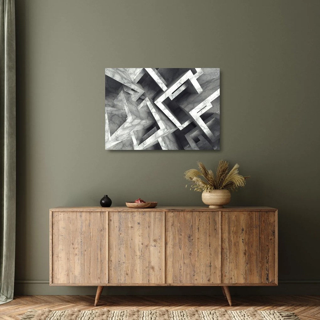 Absztrakt kép kocka (üvegen) (70x50 cm)