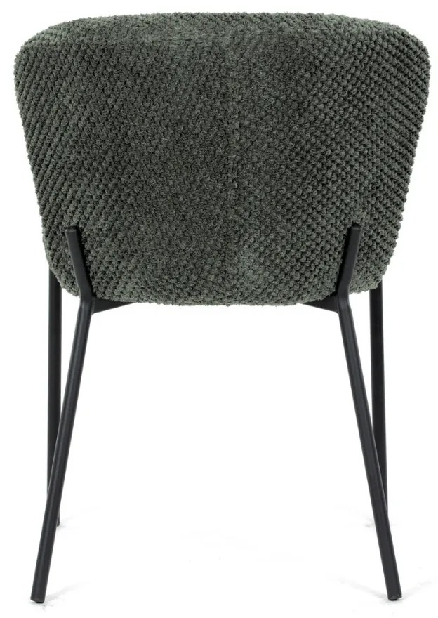 Scaun de sufragerie, rapițerie verde, picioare metalice negre