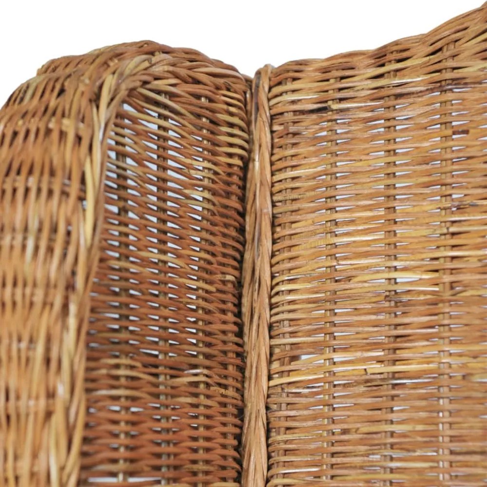 világosbarna természetes rattan és lenvászon kanapé párnával