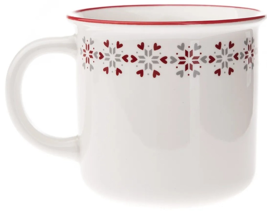 Heart flake karácsonyi porcelán bögre fehér, 380 ml