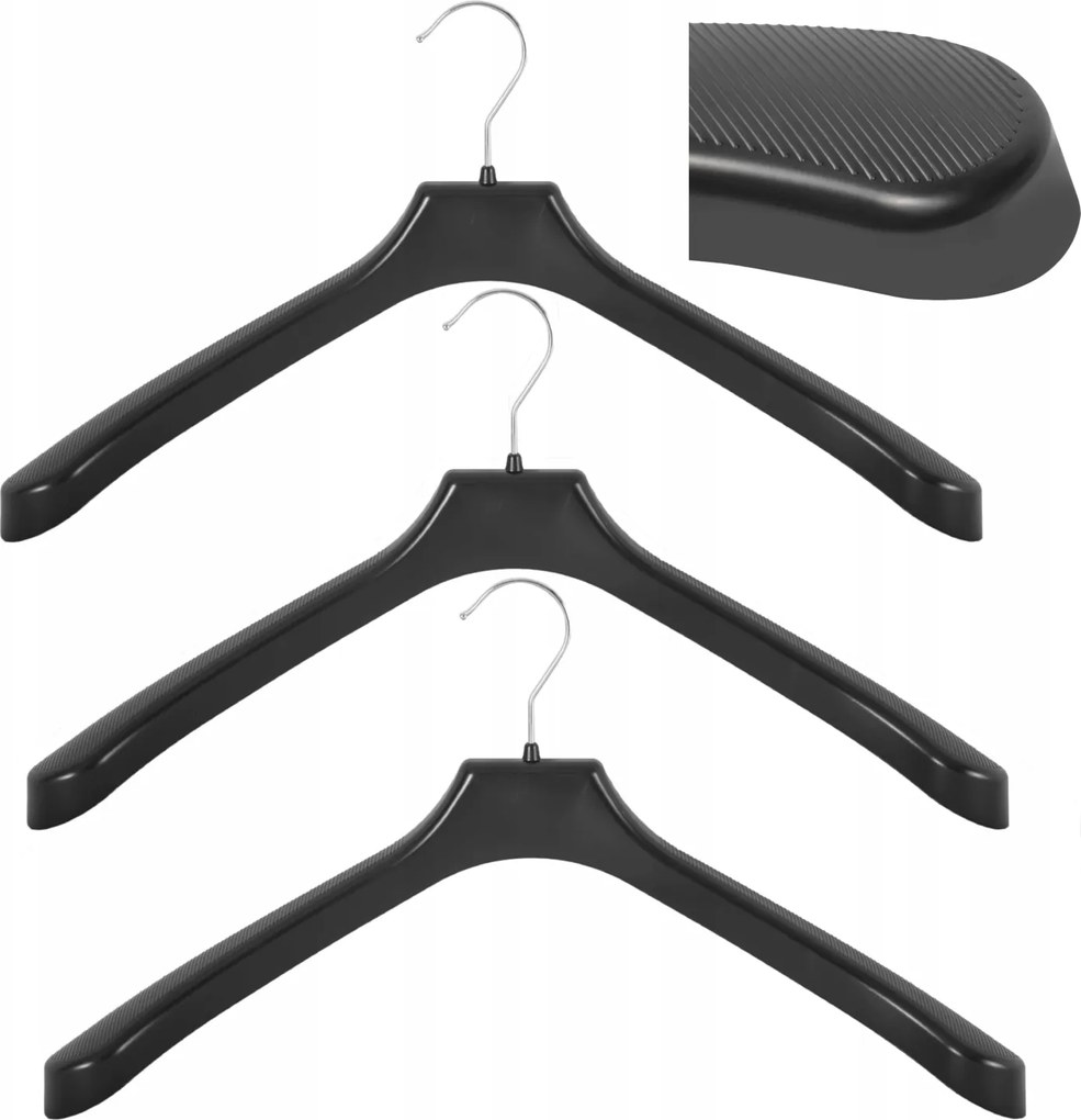 3 x Ruhaakasztó fekete univerzális 50 cm