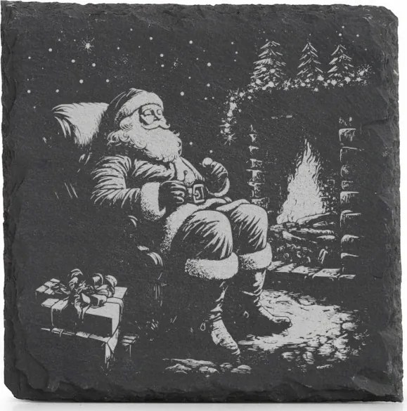 Karácsonyi kő alátét x4 bögre Mikulás a fotelben Ajándék