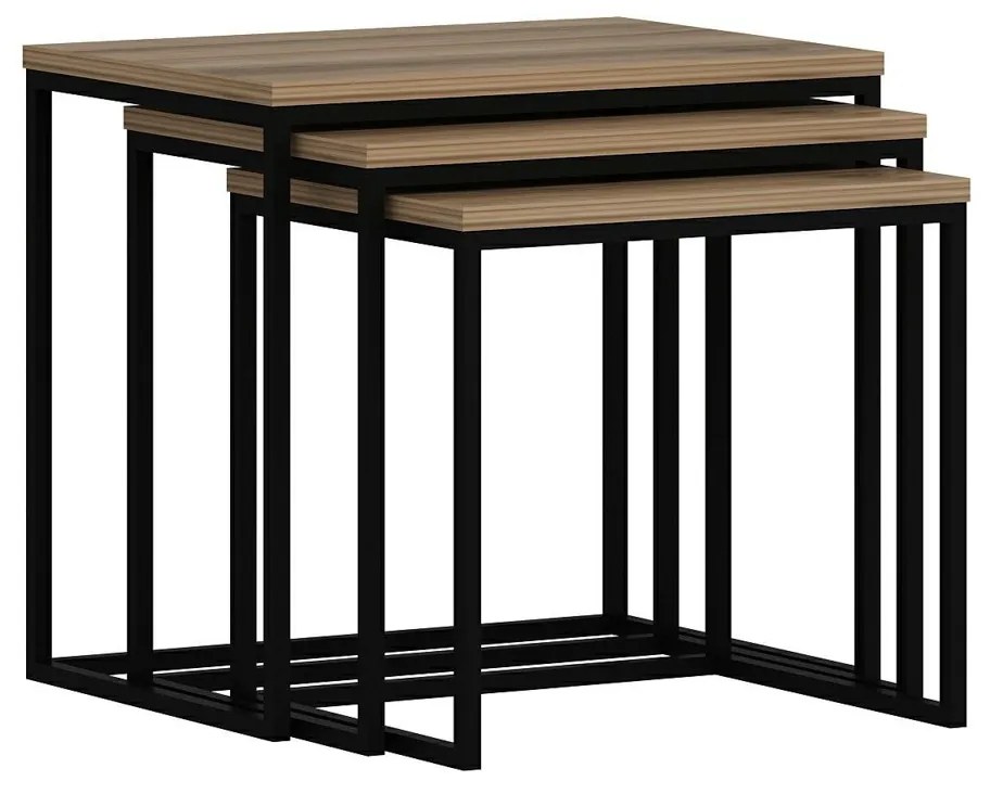 Evia Walnut tárolóasztal, 3 db