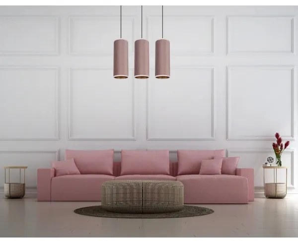 Láncos lámpa AVALO 3xE27/60W/230V rózsaszín/rez
