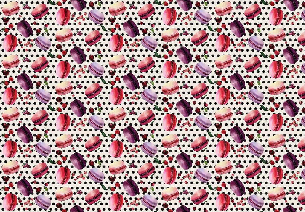 Flizelin fotótapéta Makaróni fehér alapon édes desszert 400x280 +ragasztó