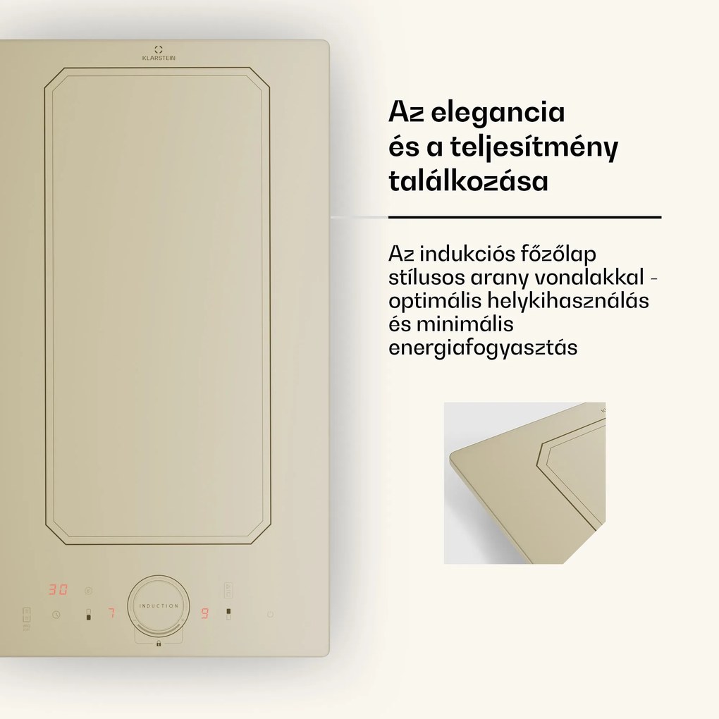 Klarstein Victoria Domino, beépített indukciós főzőlap, 3500 W, Flexzone, időzítő