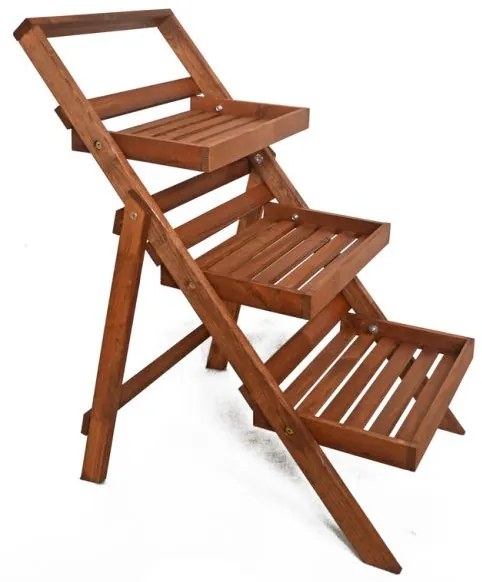 ROJAPLAST Fából készült polcos ültető barna