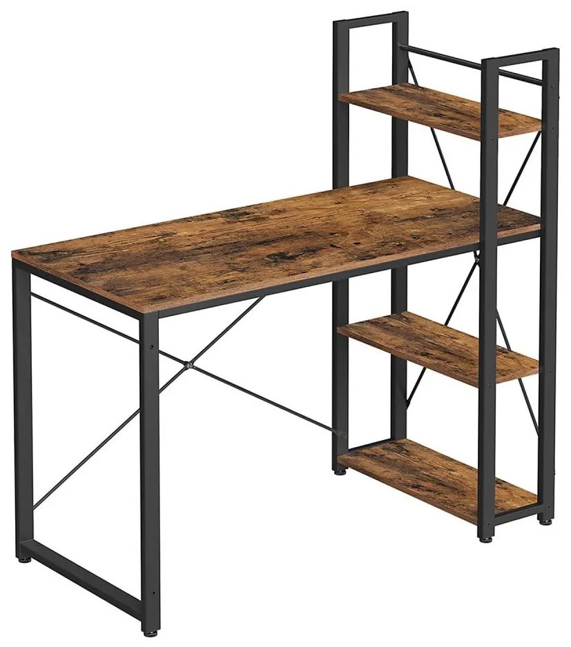 SOLEA barna/fekete íróasztal polcokkal