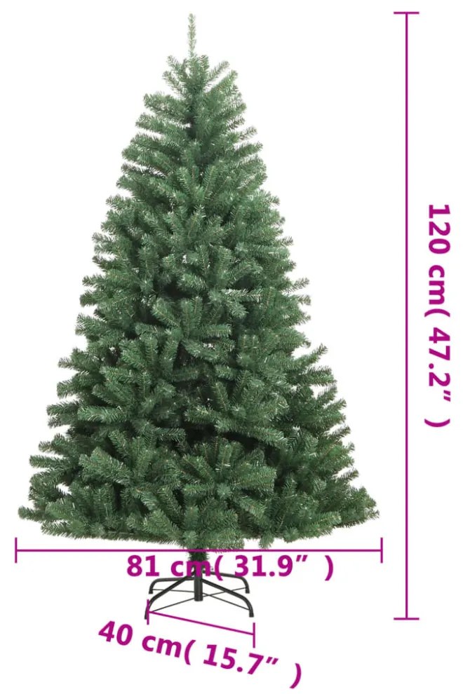 zöld csuklópántos műkarácsonyfa állvánnyal 120 cm