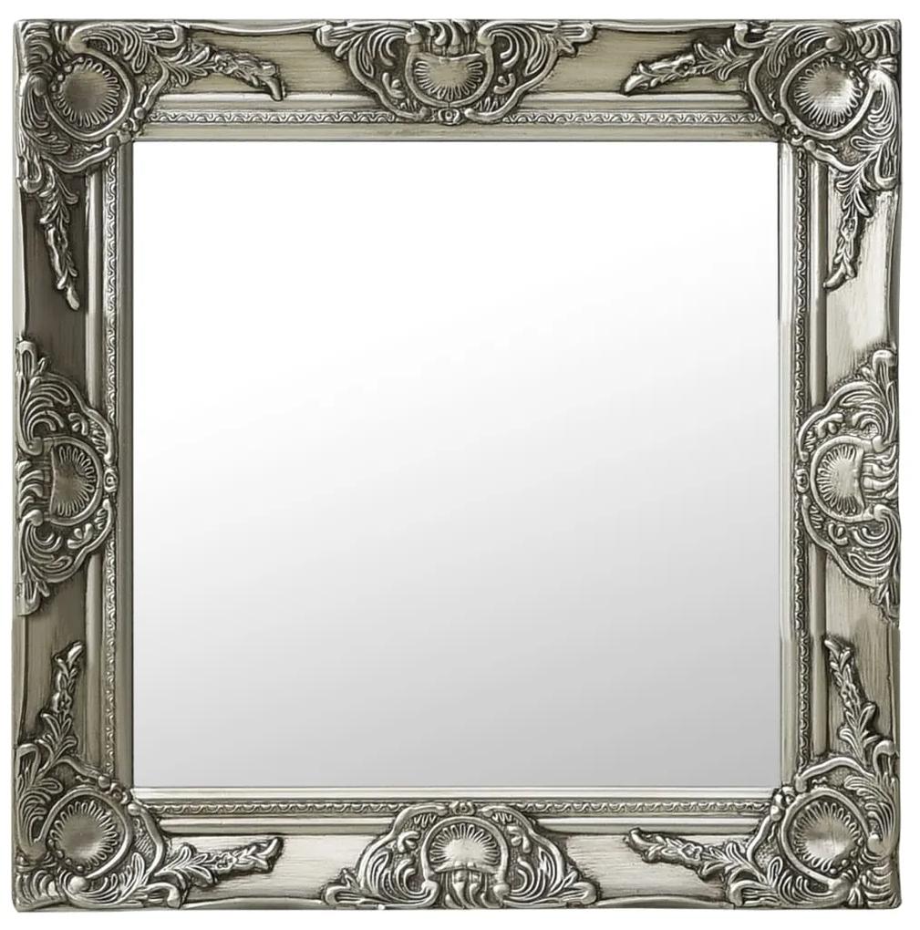 vidaXL ezüstszínű barokk stílusú fali tükör 50 x 50 cm