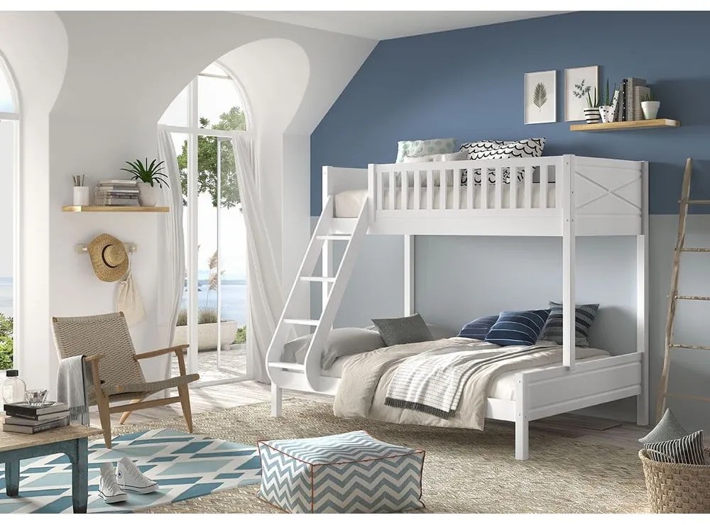 Fehér emeletes gyerekágy 140x200-90x200 cm Scott - Vipack